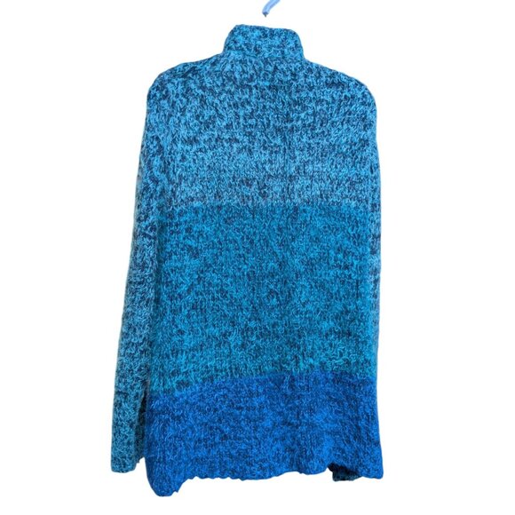 Sigrid Olsen Women's Blue & Teal Ombre Fuzzy knit cardigan Size 1X - Picture 4 of 12
